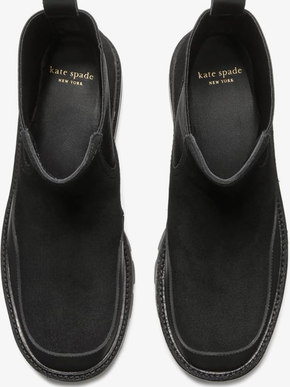 kate spade Black Suede Lug Sole Chelsea Boots - Picture 5 of 9